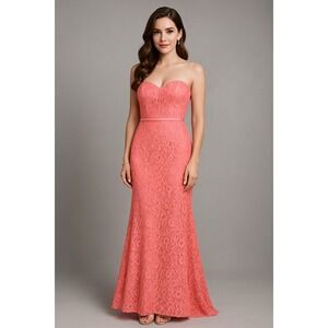 Dancing Queen Maxi Dress Womens XXL Pink Lace Ball Gown Prom Elegant Homecoming